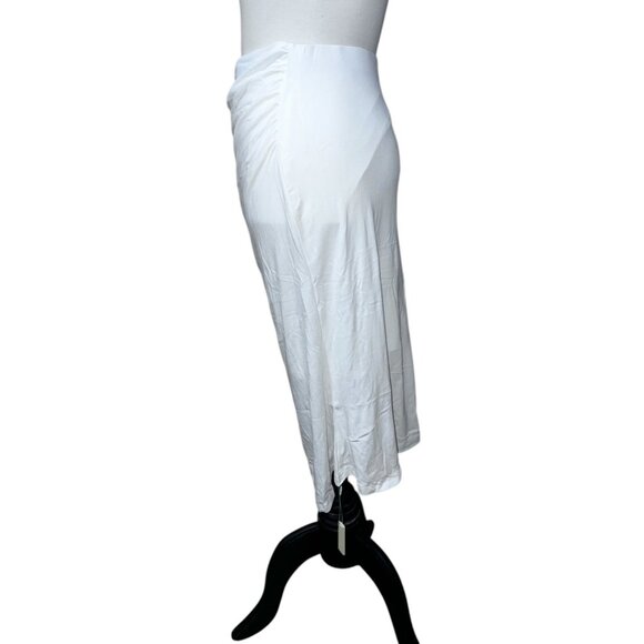 OGL Ruched Front Soft Midi Skirt Sz Medium Womens White Casual - Picture 7 of 9
